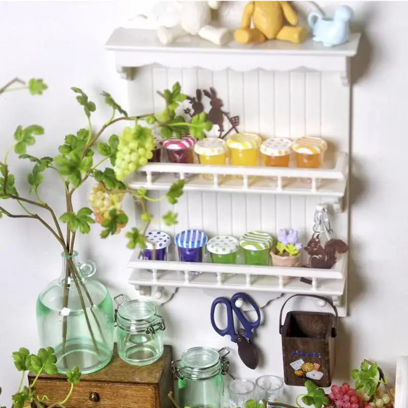 Miniature Doll Furniture: 1/6 Scale Hanging Cabinet & Dish Rack Toy for Dollhouse