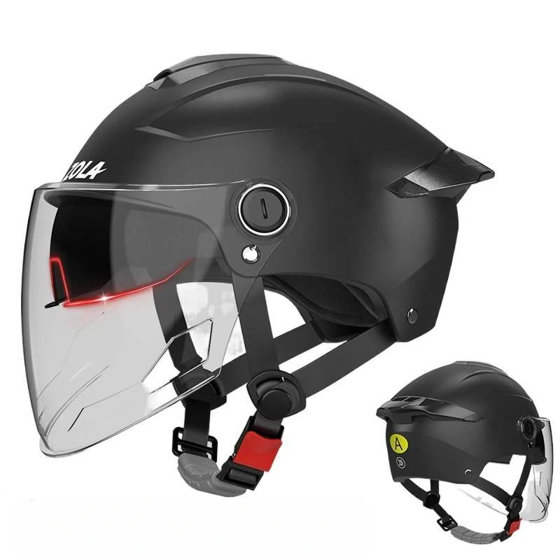 AliExpress NONE Double Lens Electric Motorcycle Helmet Electric Bike Half Helmet Summer Sun Protection Safety Helmet For Women Men