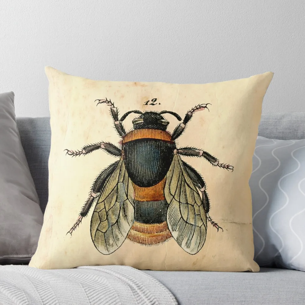 

Vintage bee illustration Throw Pillow bed pillows Decorative Cushion Cover