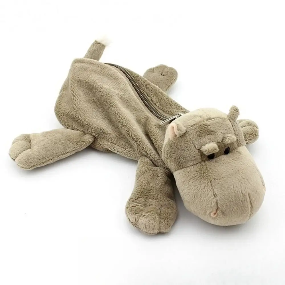 Bolsas de lápices de felpa bonitas, bolsa de lápices Kawaii de gran capacidad, Animal del bosque, León, mono, suministros escolares para estudiantes