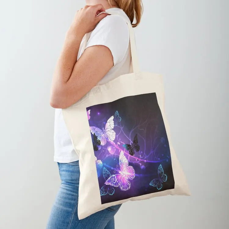 

Background with Night Butterflies Tote Bag Women's bag shoping bag custom canvas tote men's