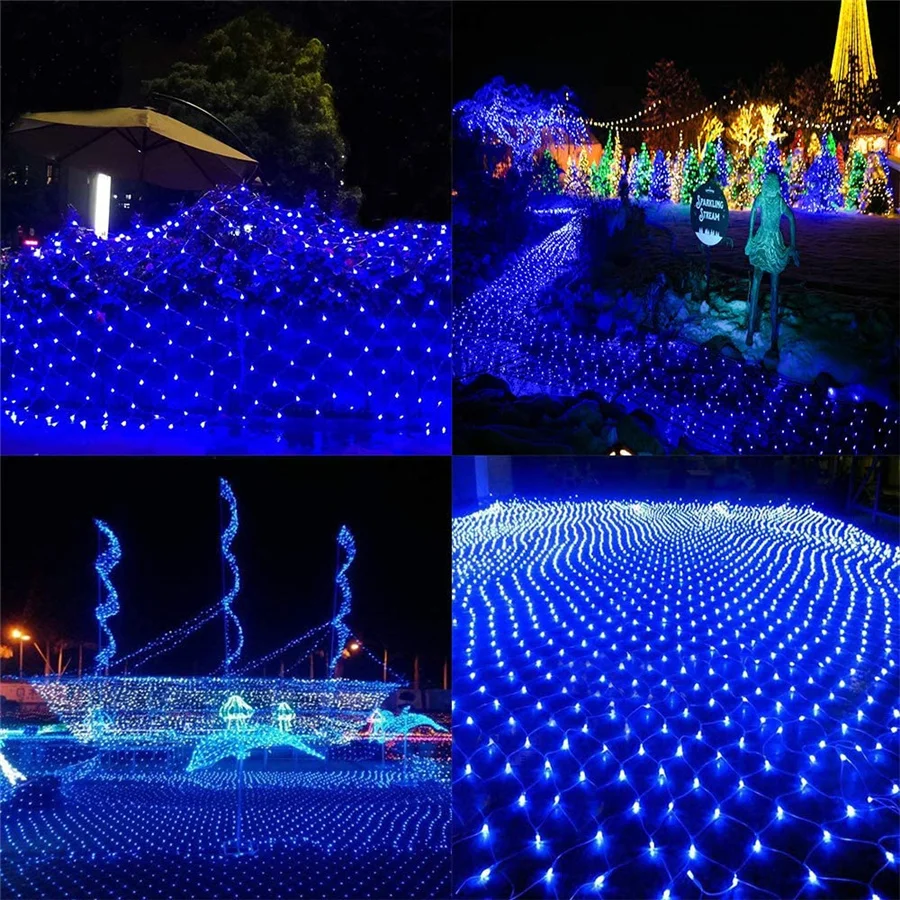 PAMNNY 2x2/3X2M LED Christmas Mesh Fairy String Lights Outdoor 8 Modes Garden Wedding Garland Icicle Lights for Holiday Lighting