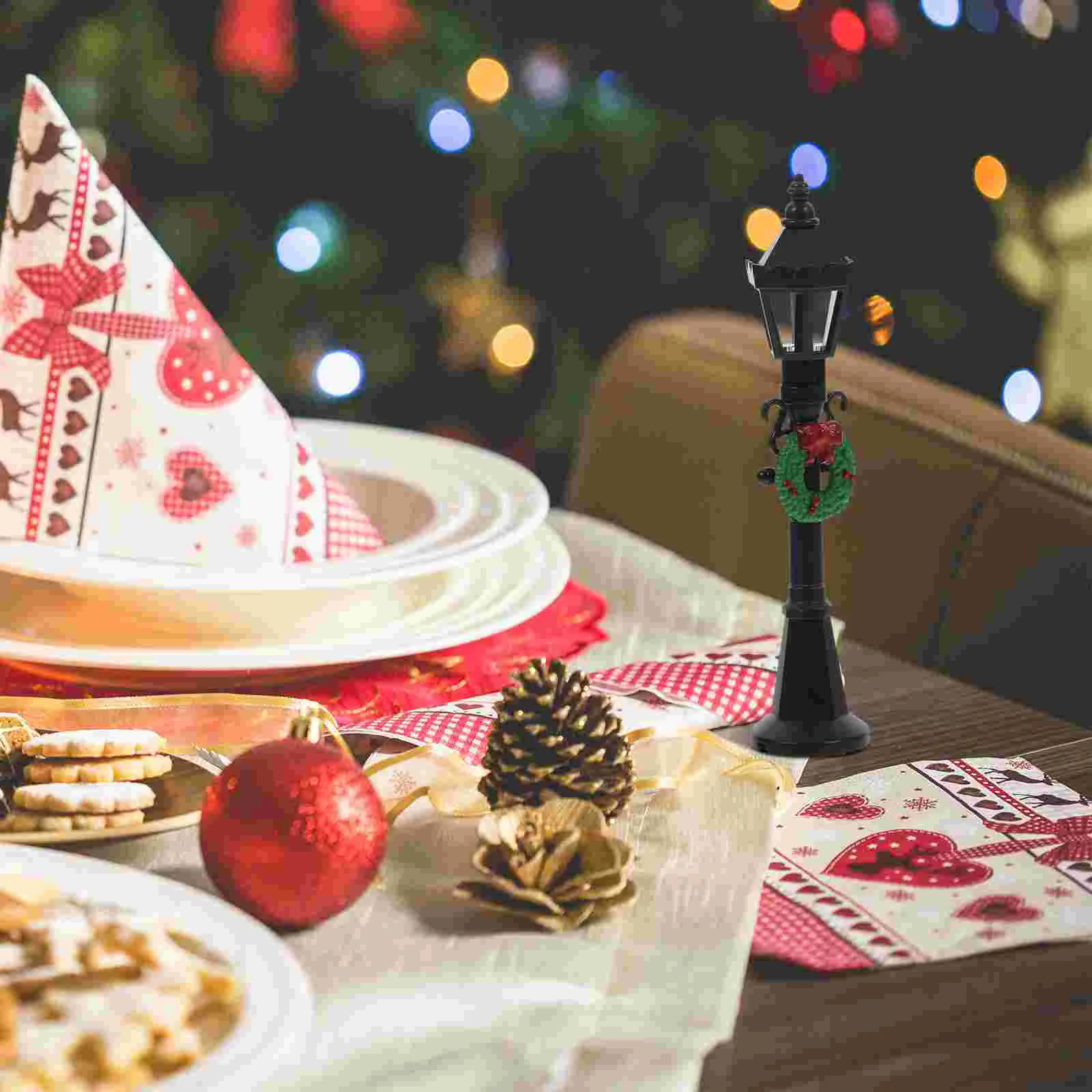 Natal em miniatura luzes de rua areia candeeiro mesa decoração modelo pequenas lâmpadas estatueta crianças noite