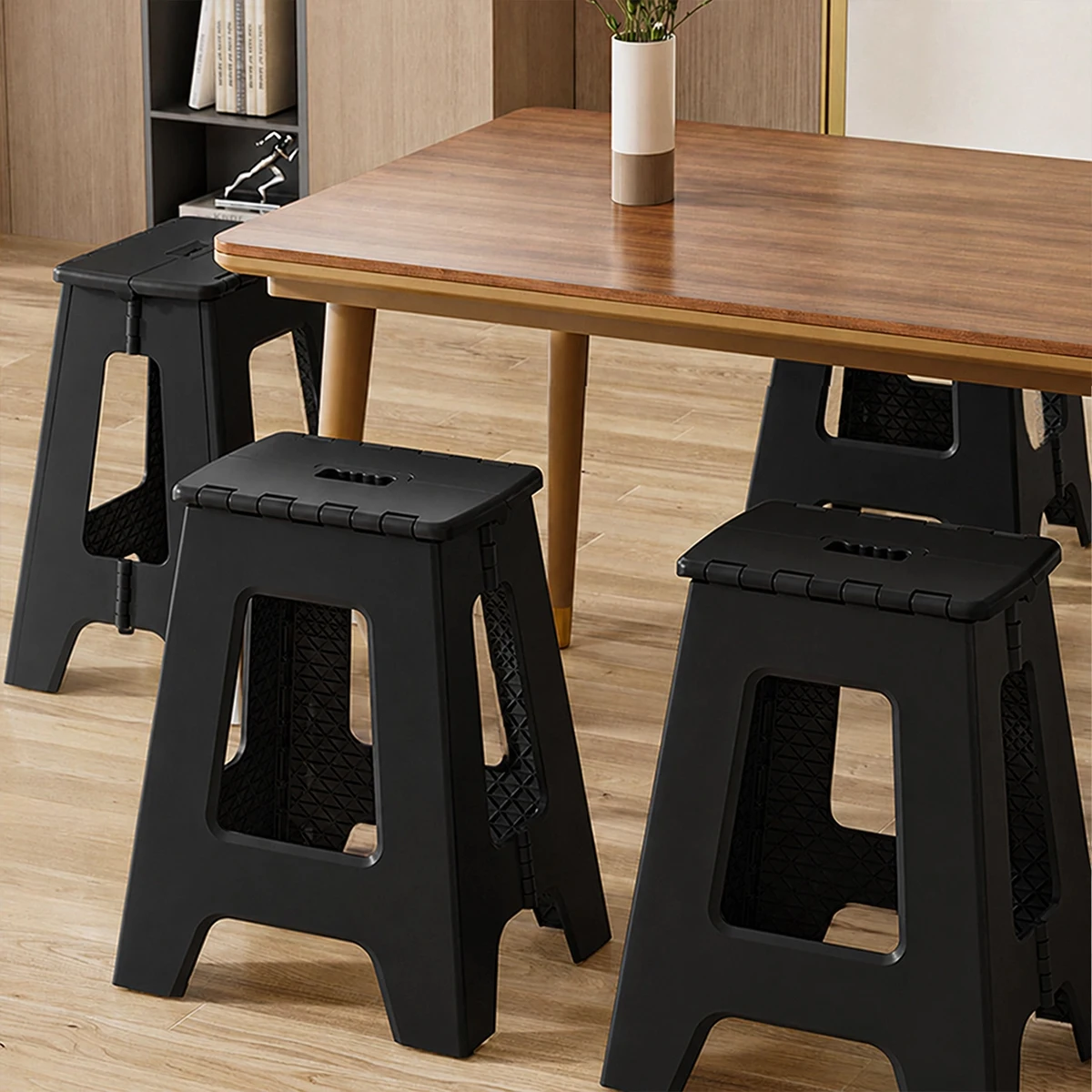 Foldable Stool Chair, 17.5inch Tall Folding Seat , Plastic Foldable Stool for Sitting, Portable Compact Folding Chair for Home Outdoor Camping, Black image 7