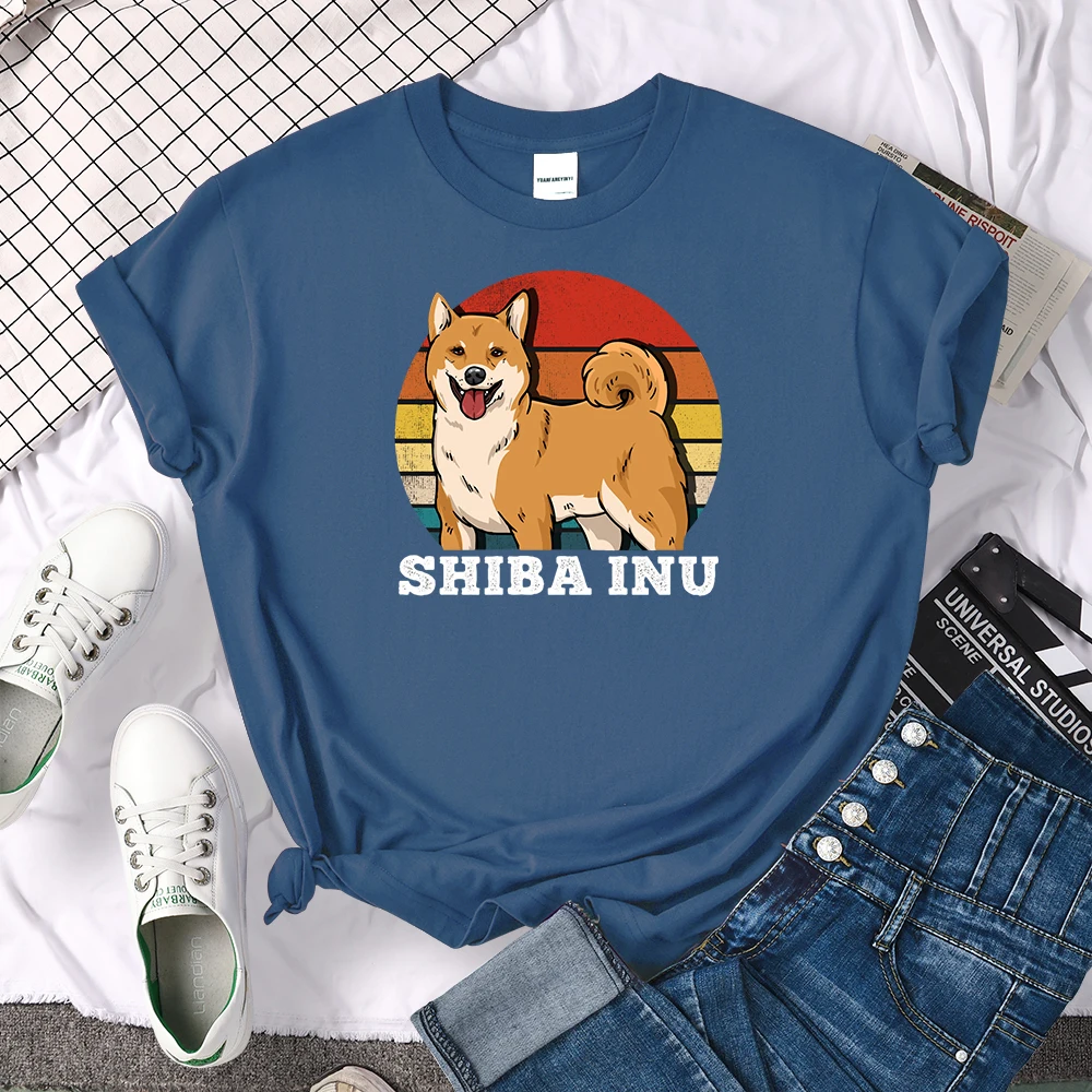 Shiba Inu Cute Dog printing Womens T-Shirt Fashion Brand T Shirts Street S-XXXL tee Shirts Breathable Oversize Women's T Shirt