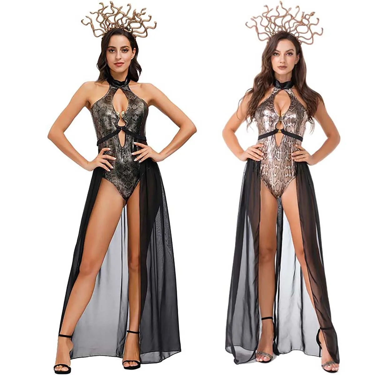 Ancient Greek Myth Medusa Snake Goddess Dress Halloween Mediaeval Egypt Roman Siren Witch Egyptian Cleopatra Cosplay Costume