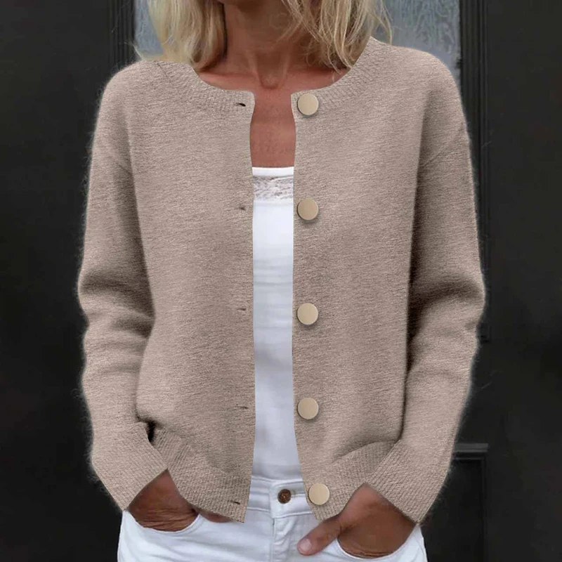 Maglione cardigan da donna autunno inverno o collo manica lunga con bottoni maglione lavorato a maglia giacca cappotto di maglieria moda donna