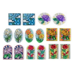6pcs/lot Coloful Romantic Rose Acrylic Animals Pendant Jewelry Gift Accessory Handmade Connector DIY Earring Component for Women