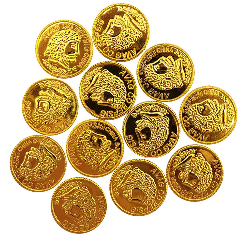 100pcs Poker Casino Chips Coin Gold Plating Plastic Spanish Treasure Game Poker Board Game Accessories Gold Coin Props wholesale