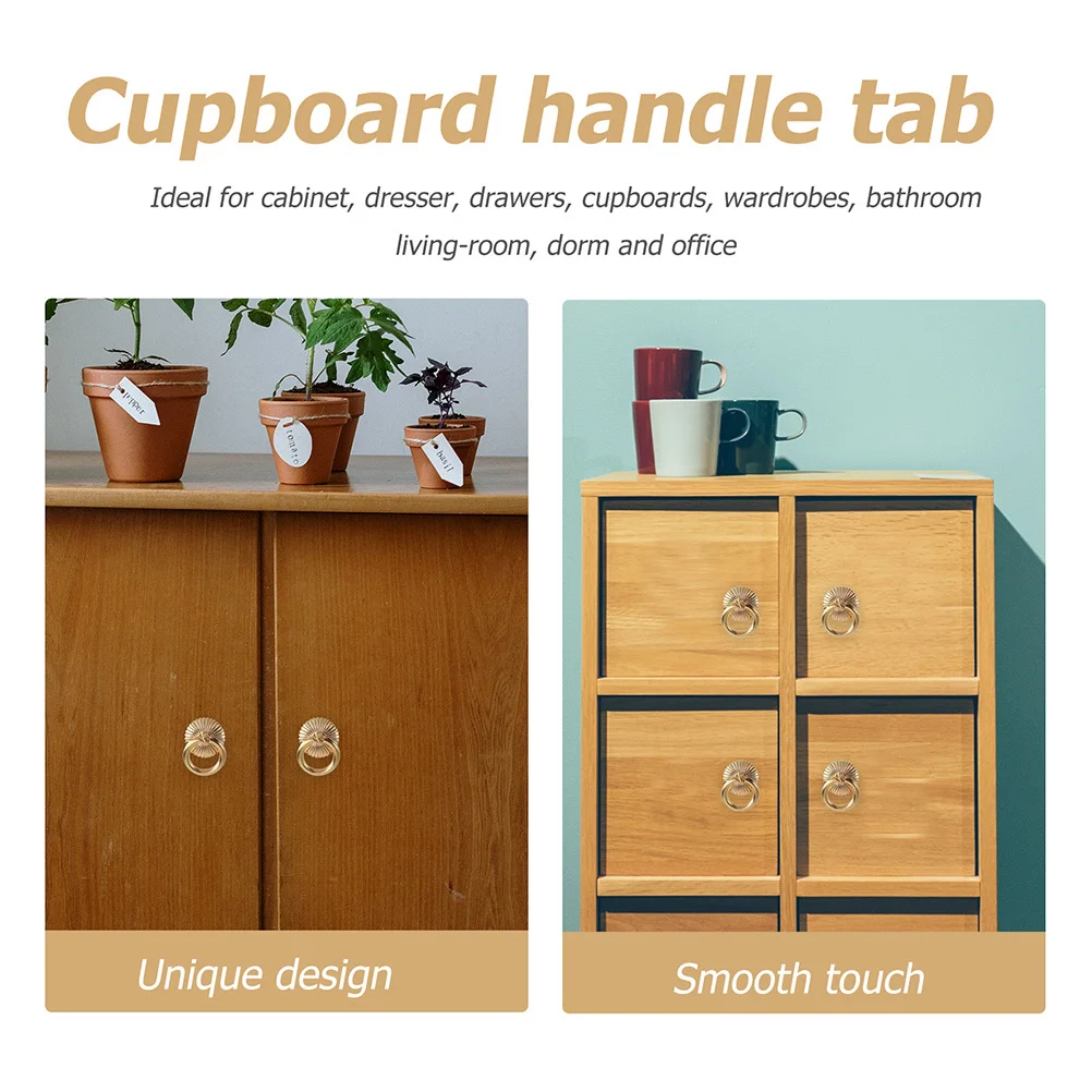 

6Pcs Gold Cabinet Ring Pulls Minimalist European Style Drawer Handles for Kitchen Wardrobe Furniture Drawer Pulls Brushed Gold