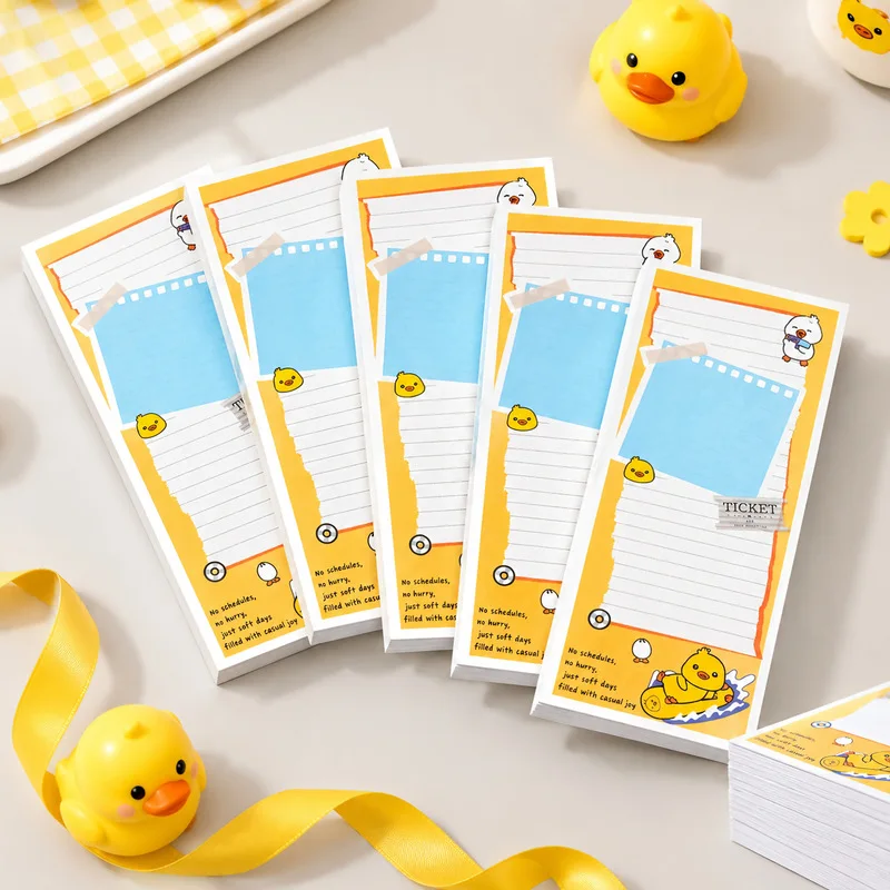 80sheets/pack Cute Duck Long Memo Pad Lined Tearable Notepad Strip Memo Notes for School Office Daily Planner Journal Stationery