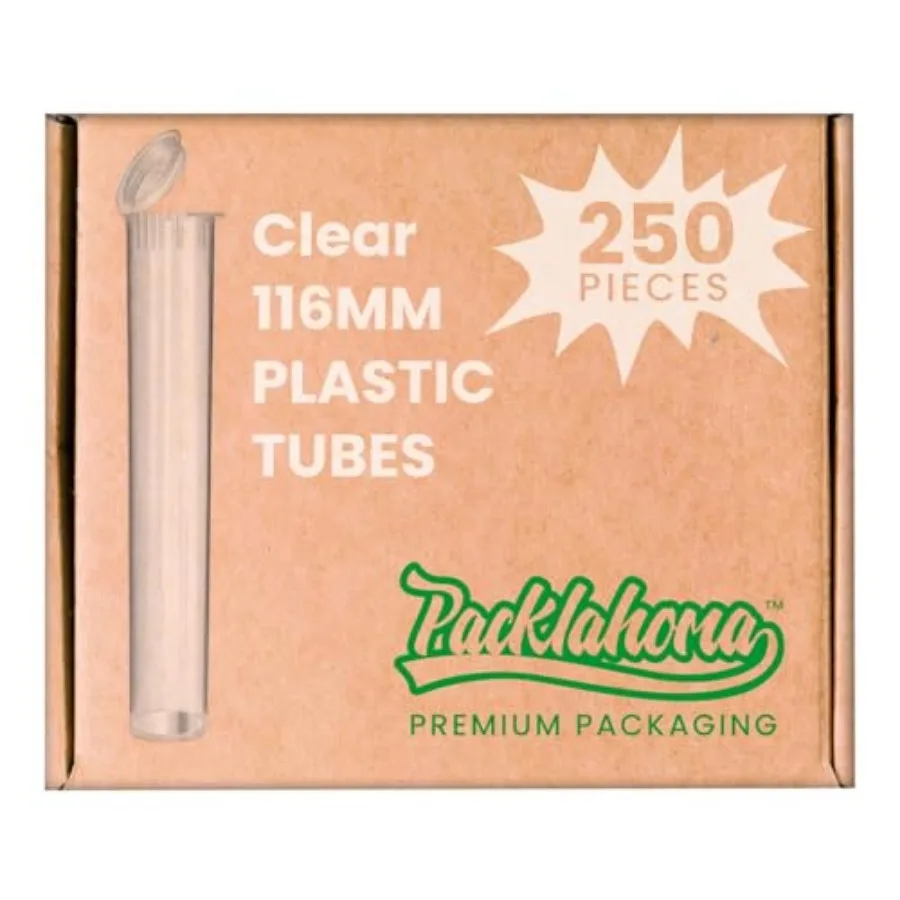 

Clear Tube Plastic Storage Tubes 116mm - Airtight Durable Child Resistant Pop Top Plastic Tubes with Caps Bulk Pack of 250 Pcs