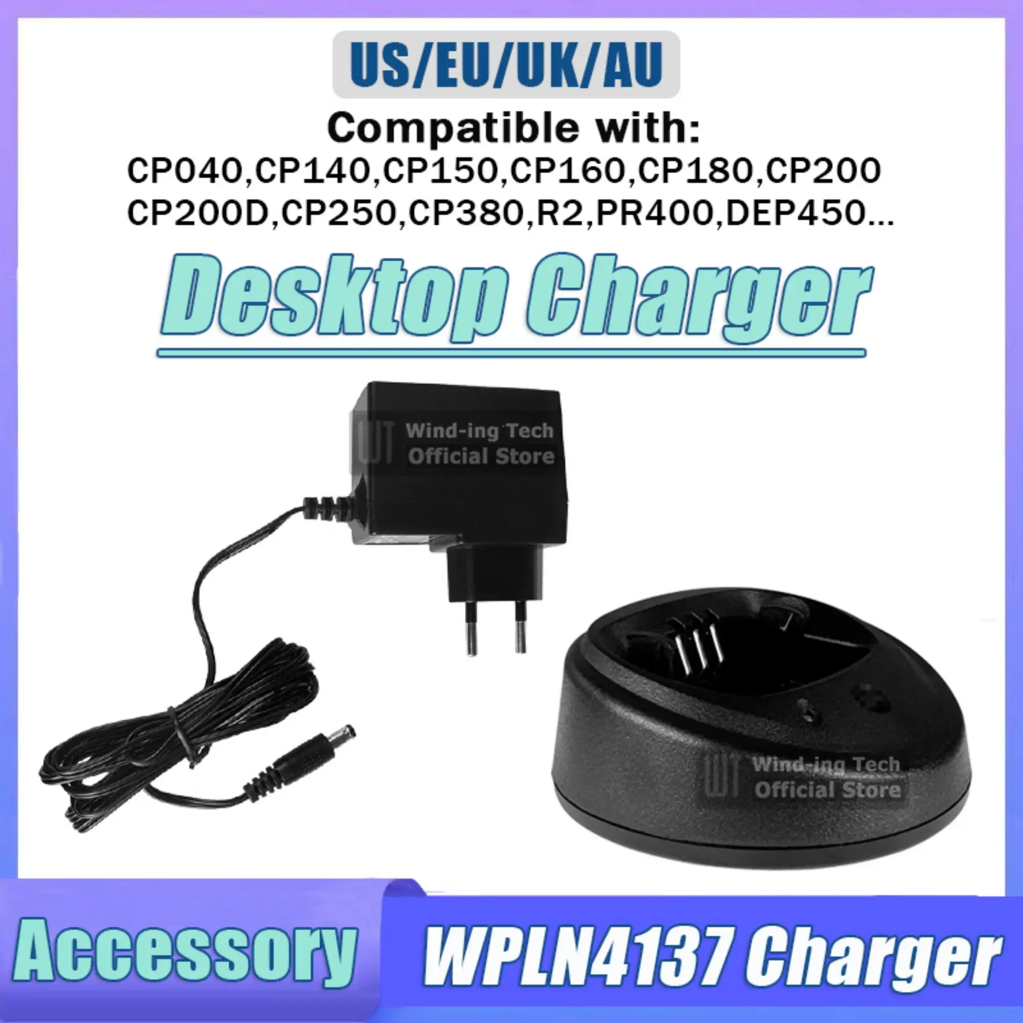 

WPLN4137 Desktop Base Charger Removable Battery Rail NNTN4497 Charger Base Compatible with GP3688 CP200 CP140 R2 Walkie Talkie