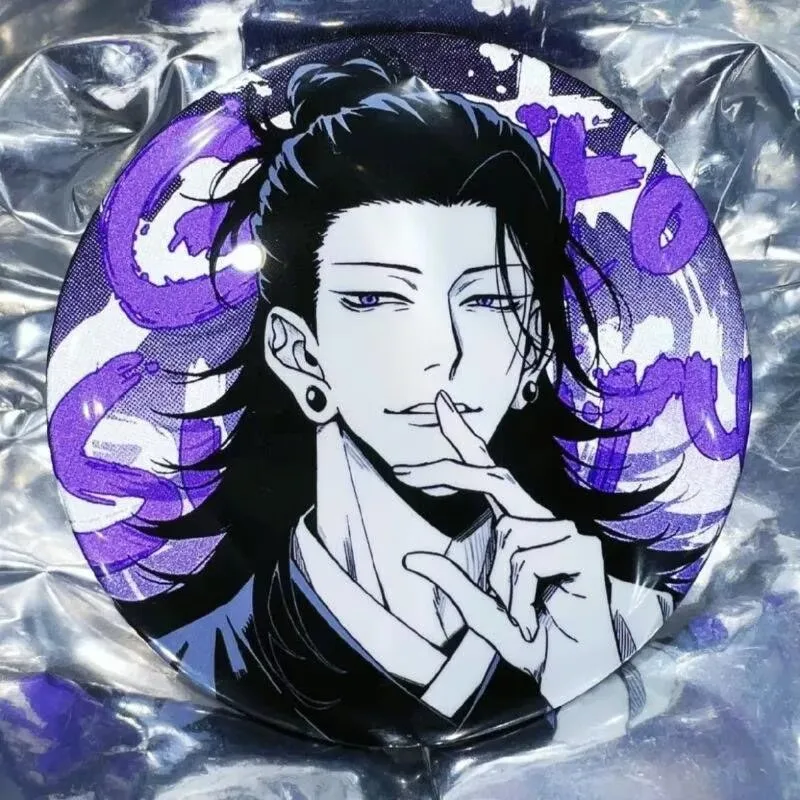 2Pcs/Set Anime Jujutsu Kaisen Metal Badge Gojo Satoru Geto Suguru Round Brooch Pins Backpack Clothes Decor Props Gift