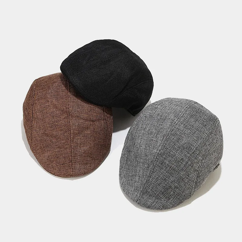 Blank Customizable Logo Flat Cap Retro British Breathable Hat Men Women New Spring Summer Outdoor Casual Cap
