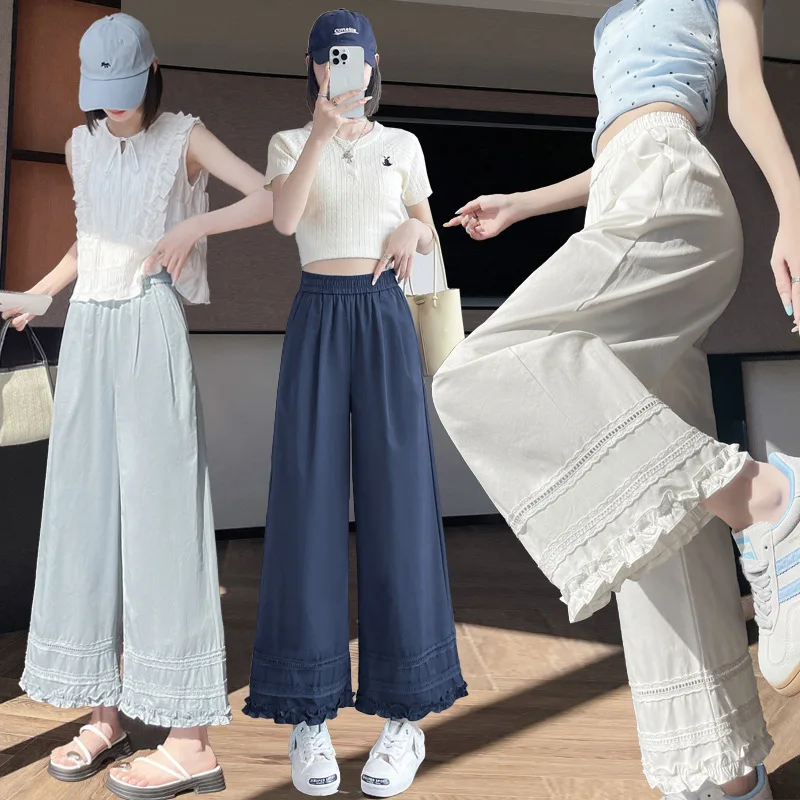 

Lace Wide-leg Nine-point Pants Women's 2025 Summer New Loose Casual Pants