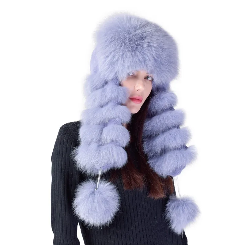 Fur hat women's top real warm ear-protecting