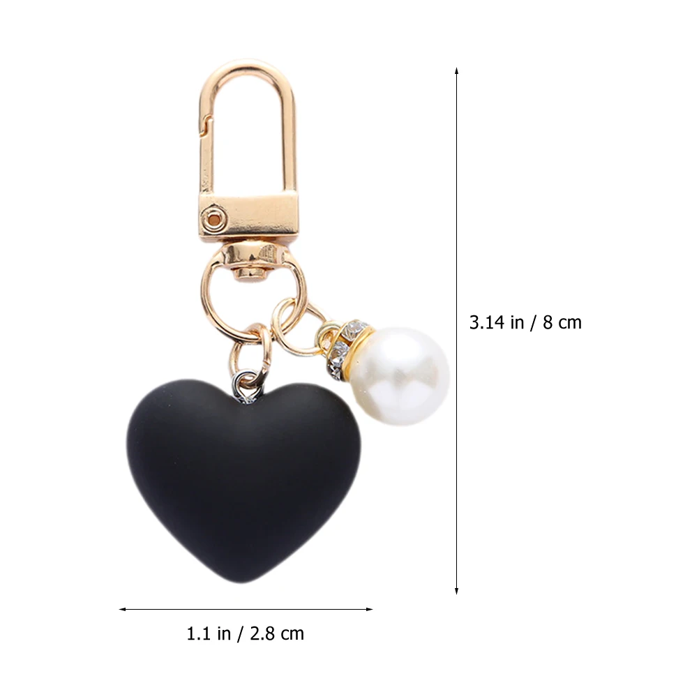 

2pcs Heart Keychain Love Design Cute Key Ring For Couples Metal Small Keychains Bag Accessories Charm Pendant Rhinestone Pearl