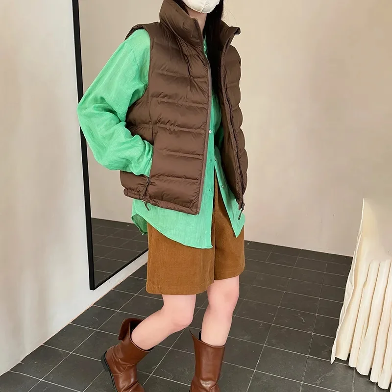 2025 New Puff Vest Women Winter Sleeveless Puffer Jacket Women Warm Cotton Jacket Vest Cardigan Korean Fashion Coats Clothing