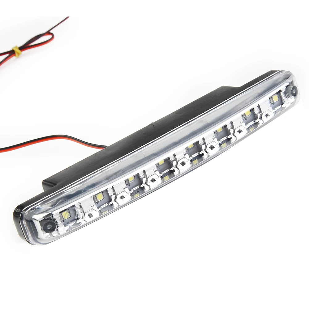 12V Car LED Lights Replacement PC+Metal Super Bright 6000-6500K DC 12V 155x17.8x35.6mm 8-LED Daytime Fog Parts