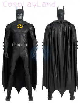 Neues Barry-Fledermaus-Cosplay-Kostüm aus dem Film: Bruce Wayne Overall mit Aufdruck, Superhelden-Kampfoutfit, schwarzer Anzug, Umhang, Maske, Schuhe 10 best sales Batman Fantasia - №9