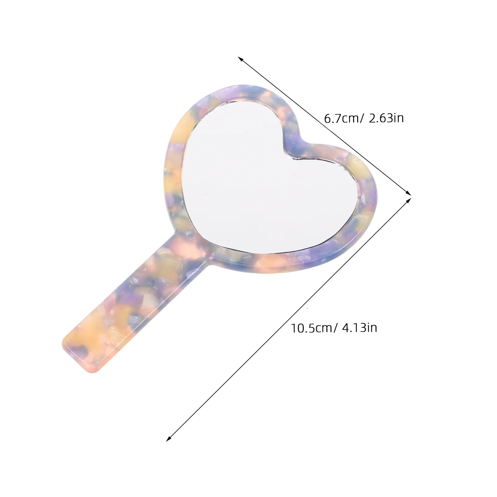 Tablero de acetato Espejo de maquillaje compacto en forma de corazón Mini espejo de viaje portátil Espejos de mano Espejos de mano
