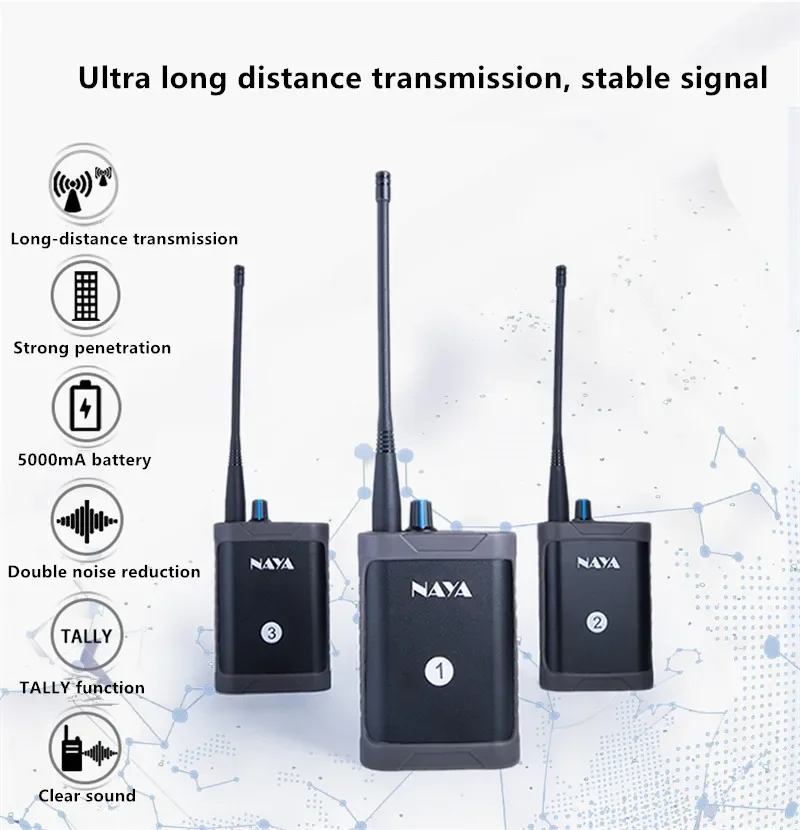 NAYA Wireless Guide Call System BS180 Wireless Full Duplex Intercom System Base Station Supports Switcher Wireless One For Four