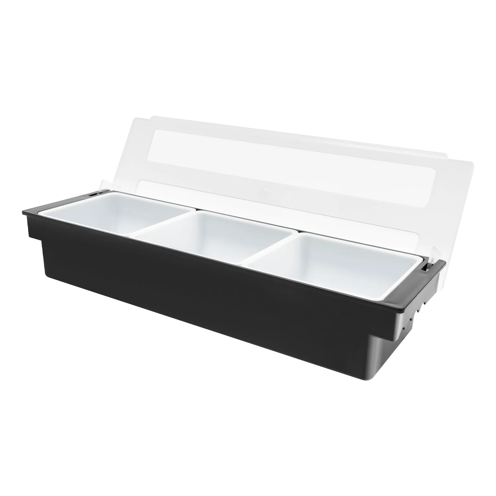 Fruit Box With 3x Grids ABS+PP5 Removable Inner Cells Transparent Sealing Cover 3Tray Compartment Condiment Dispenser