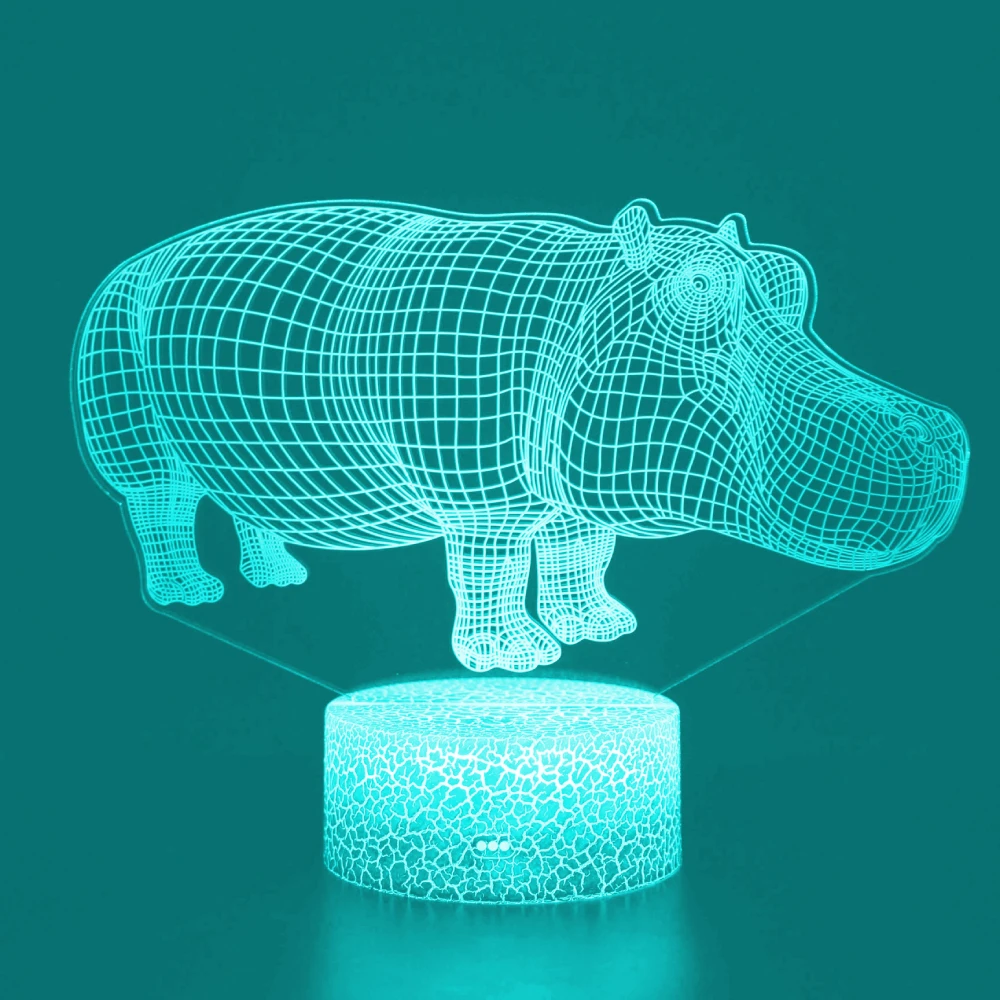 

Hippo 3D Night Light Lamp Colorful USB 3D Visual Light LED Gift Children Bedroom Atmosphere Rhino Table Lamp Kids Bedside Lights