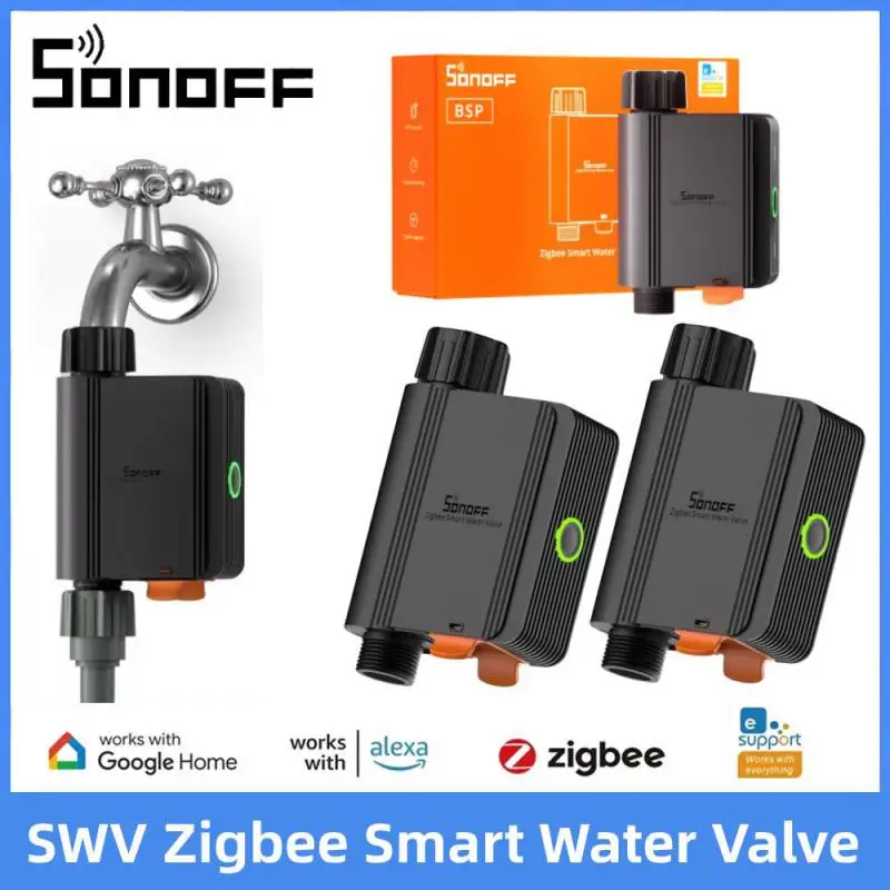 Sonoff swv zigbee 3.0 válvula de água inteligente ip55 sistema irrigação automática configuração tempo vida inteligente com ewelink alexa google