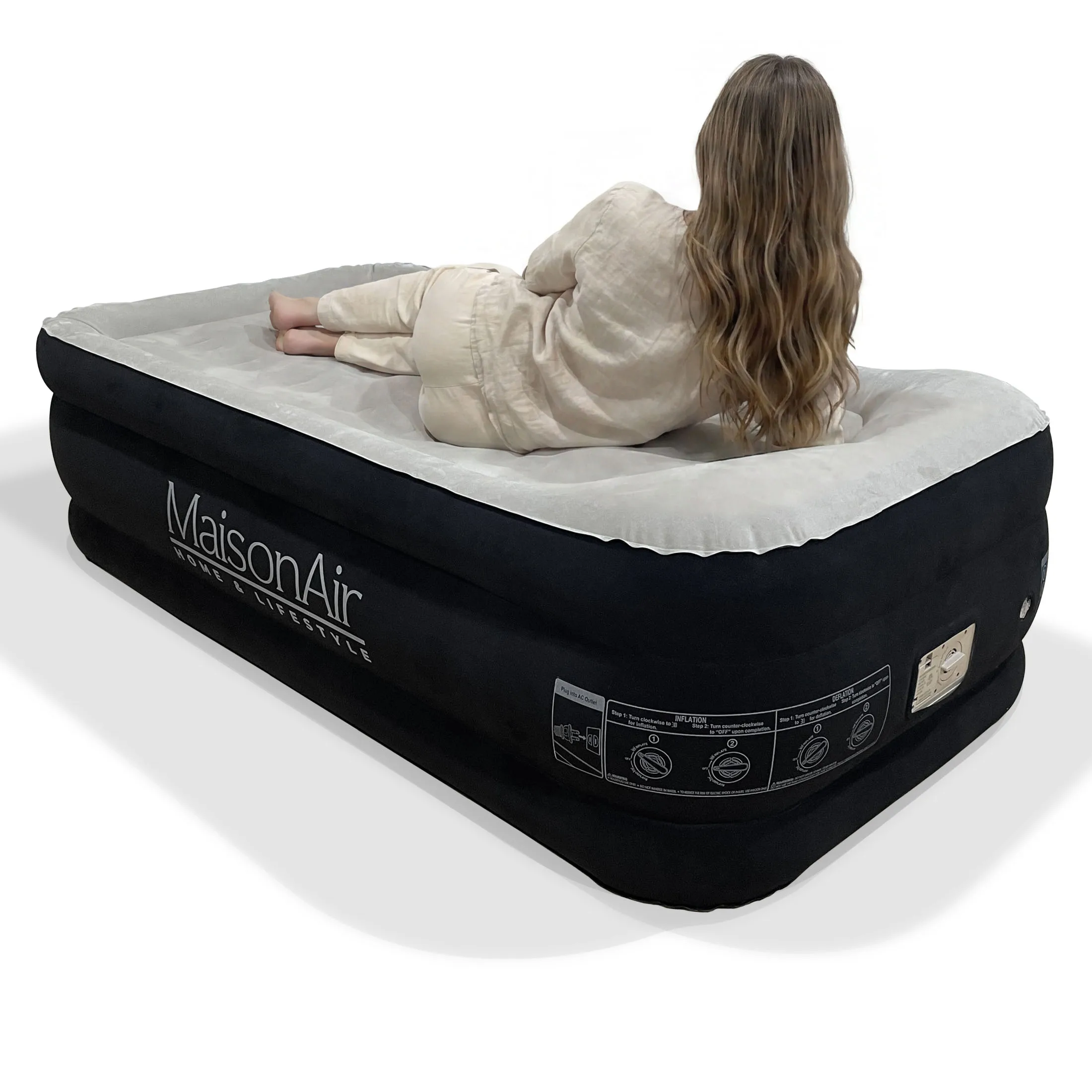 

20in Twin Airbed Premium Air Matress with Coil Beam Support and Built in Pillow with in Rechargable Pump