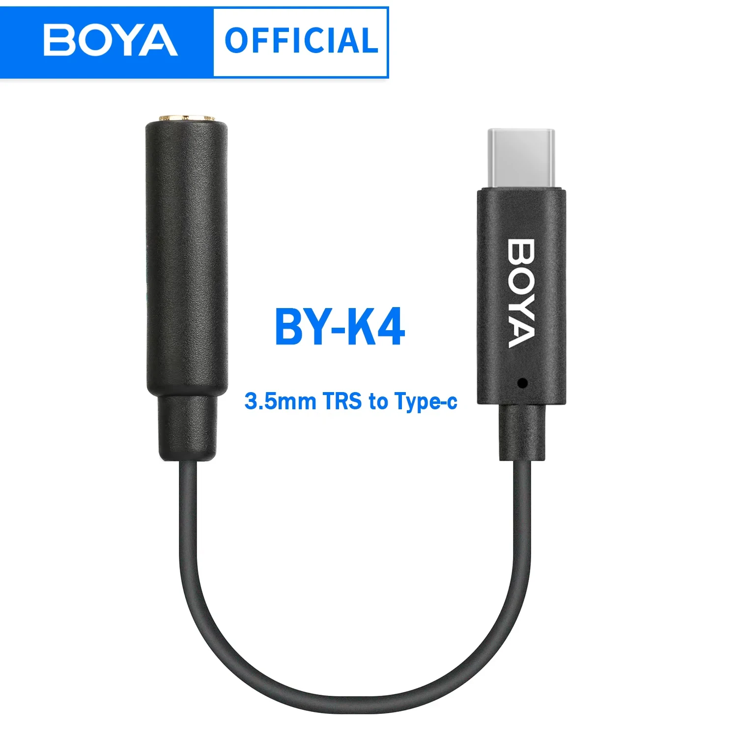 BOYA BY-K4 3.5mm TRS (Female) to Type-C (Male) Audio Microphone Adapter Converter for Android Phones Macbook iPad USB-C Devices