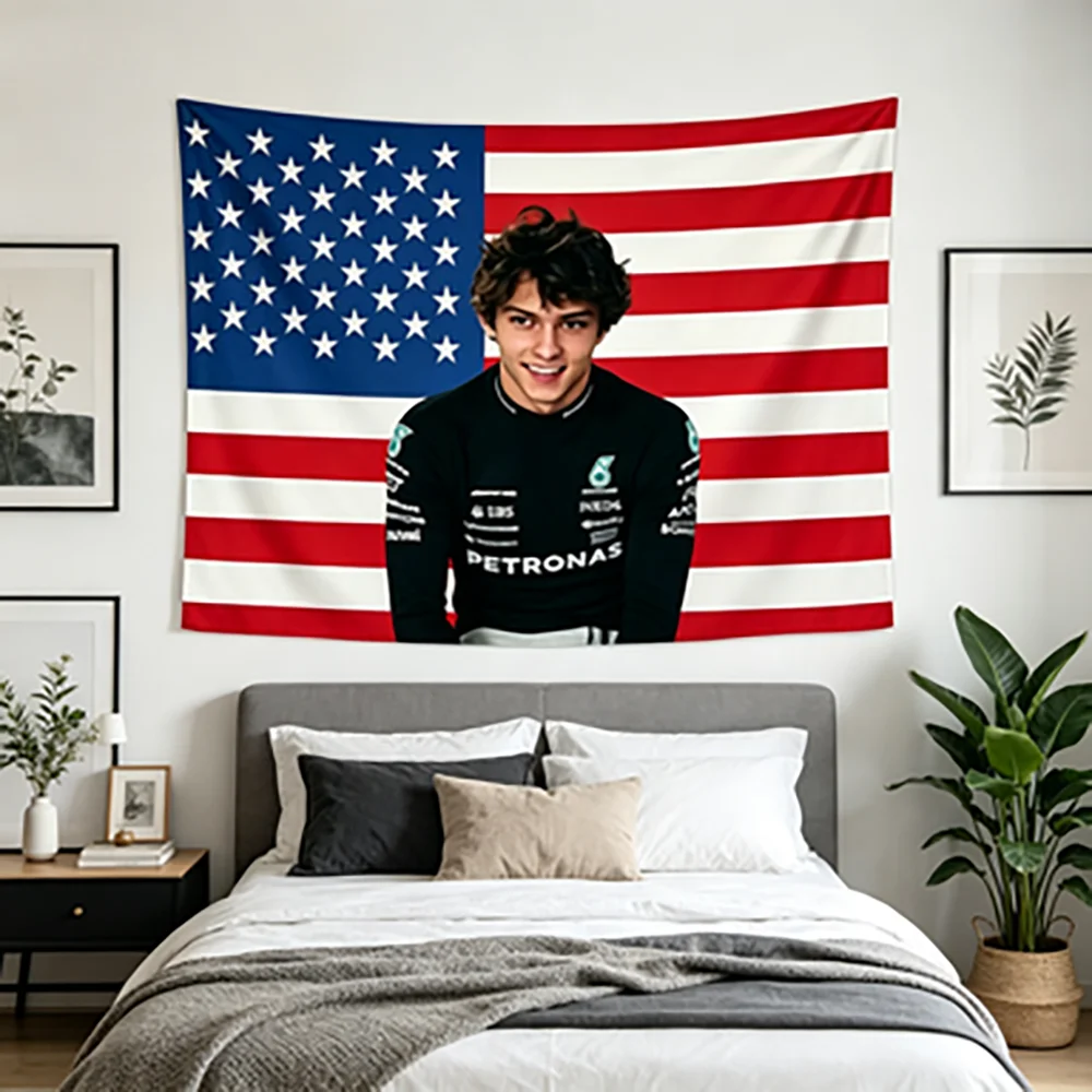 Image of 1 Stück Wandteppich mit rosa Streifen und Flaggenmotiv von K-Kimi A-Antonelli Motorsport, Dekoration für Schlafzimmer, Wohnheim, Spielzimmer, Zuhause