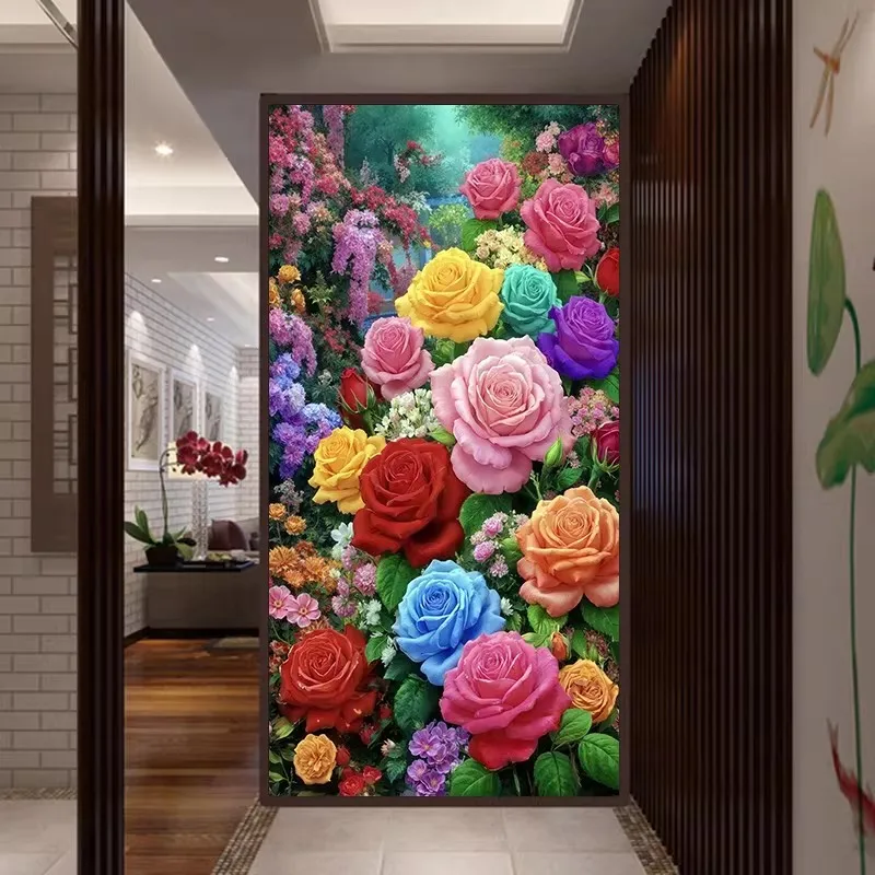 

Roses 9CT 11ct Stamped Needlework,DIY Living Room Printed Cross Stitch,Sets For Embroidery Kit Full Cotton/Silk Threads