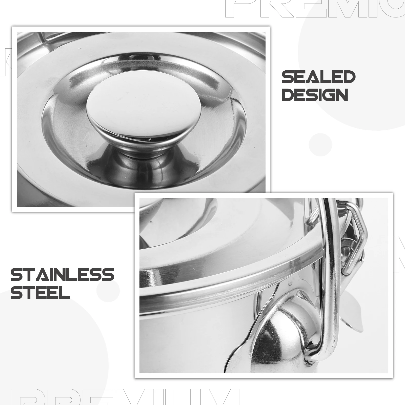 

Stainless Steel Sealed Bucket Airtight Food Storage Container For Coffee Beans Rice Flour Sugar Large Capacity Soup
