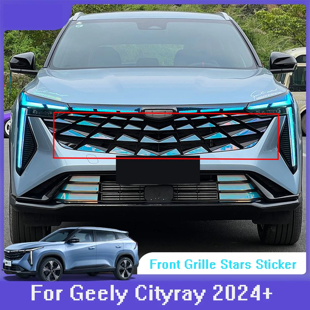 For Geely Cityray 2024 2025 Car Front Grille Stars Sticker Modified Front Wheel Hub Exterior Decoration Auto Styling Accessories