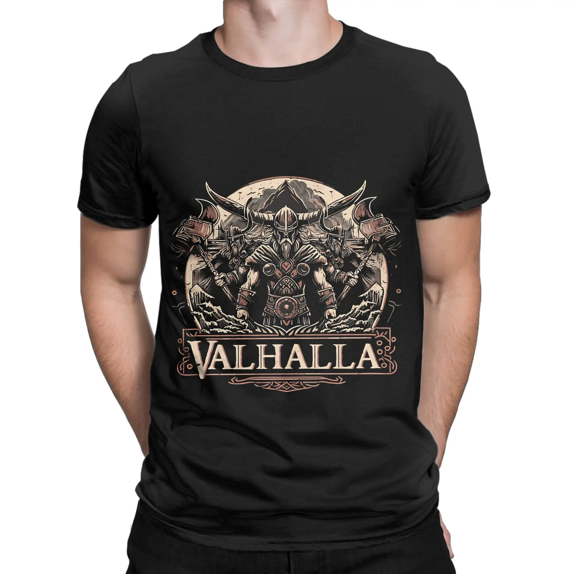 Valhalla Classic Funny Graphic 100% Cotton T-Shirt Valhalla Tops Tees For Men