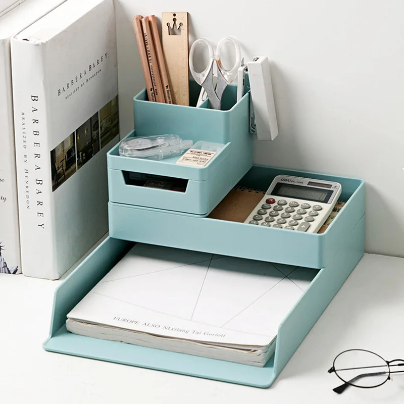 

Desktop Plastic Multifunctional Storage Box Large Capacity Office Supplies Study Accessories For Families Schools Cosmetic