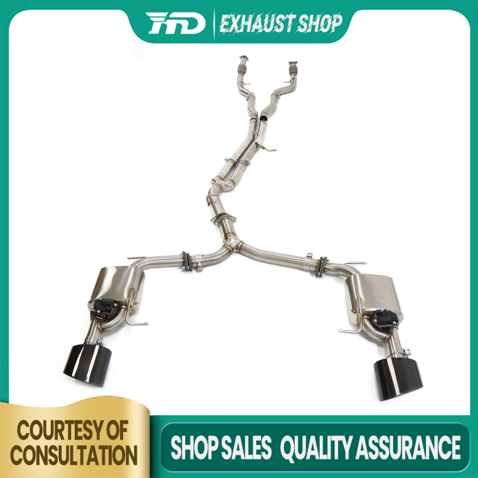 

Высокое качество Catback для Audi A6 C8 Обновление RS6 Выхлопная система из нержавеющей стали Электронный клапан Наконечники глушителя Резонантная трубка HMD