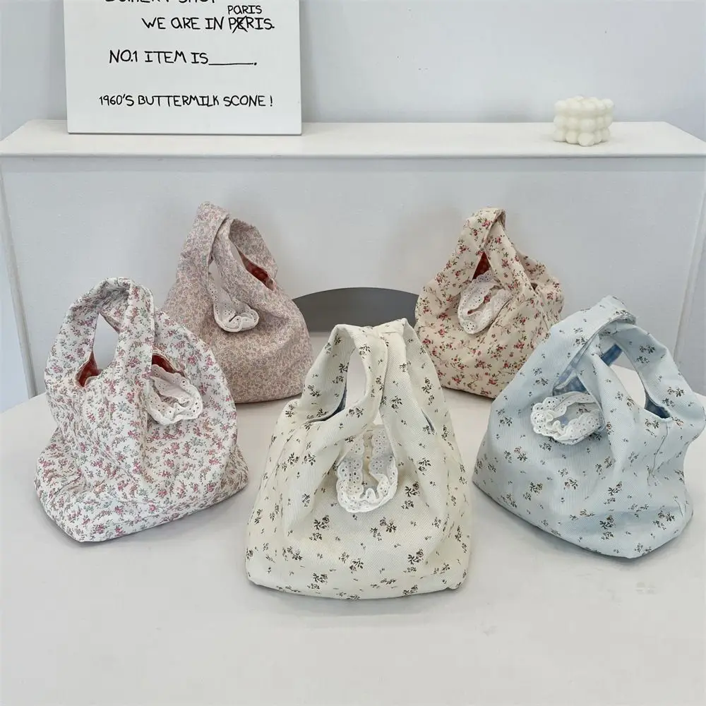 

Purse Fresh Floral Wrist Bag Korean Style Small Tote Bag Spring Outing Handbag Large Capacity Women Shoulder Bag Storage Bags
