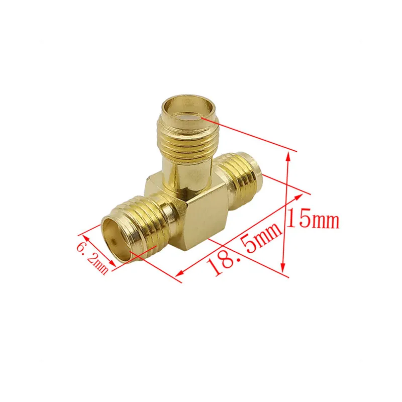 1 Stück SMA-Buchse auf 2 x SMA-Buchse T-förmiger rechtwinkliger HF-Koaxialstecker-Adapter