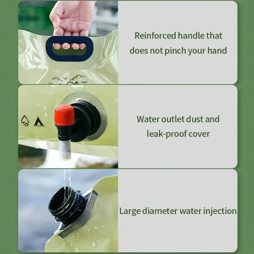 Outdoor-Wasserbeutel mit großer Kapazität, 8 l, faltbarer Wasserspeicherbeutel, tragbarer Wasserbehälter für Wanderungen, Eimer, Tasche, Campingzubehör – Detail 5