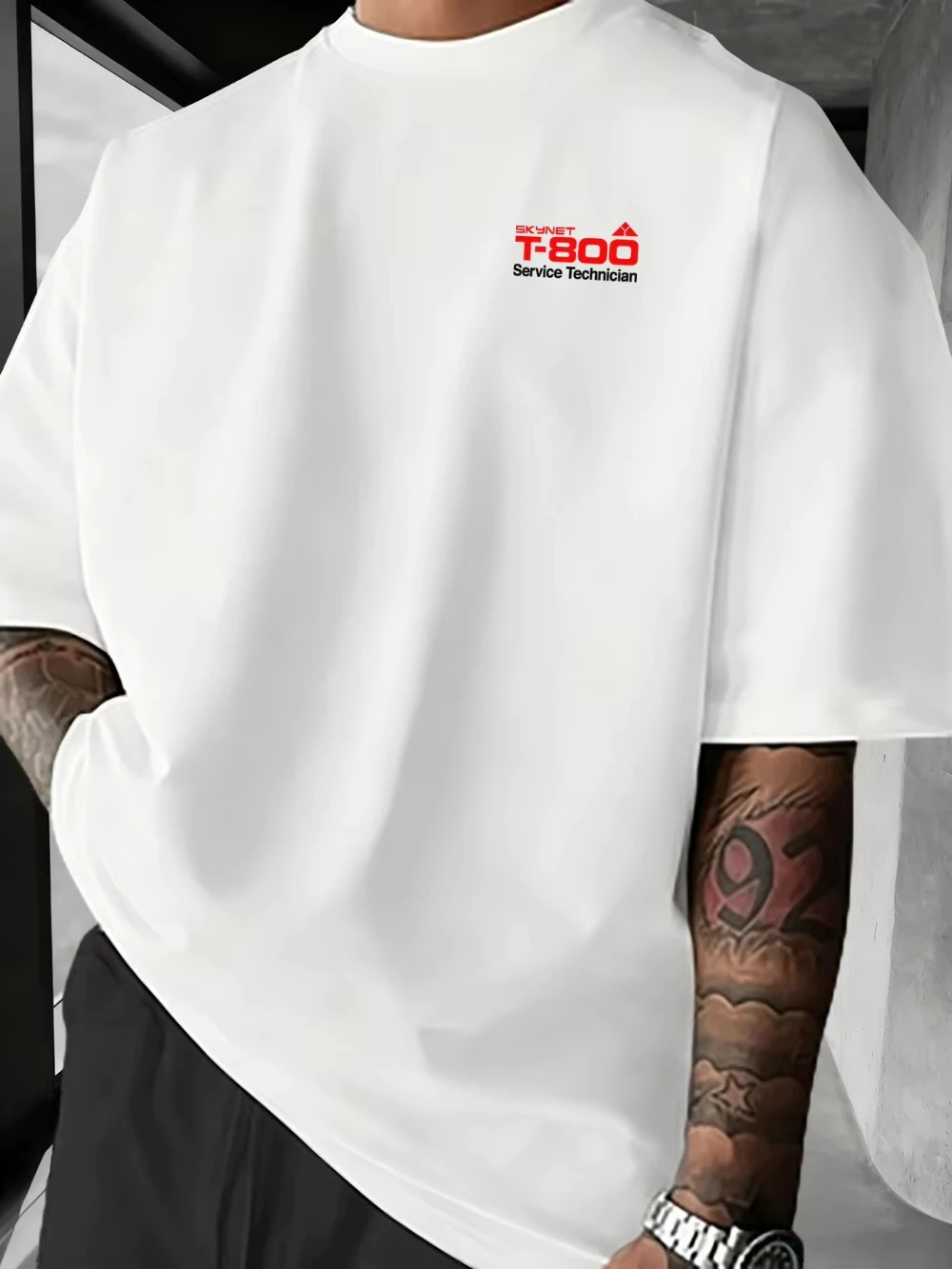 Trendy and Stylish Men's Skynet T800 Service Technician Printed Short-sleeved T-shirt Couple Streetwear Harajuku Casual T-shirt