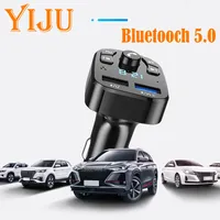 YIJU Car Bluetooth 5.0 FM Transmitter Wireless Adapter Mic Audio Receiver Auto MP3 Player Dual USB Fast Charger Car Accessories