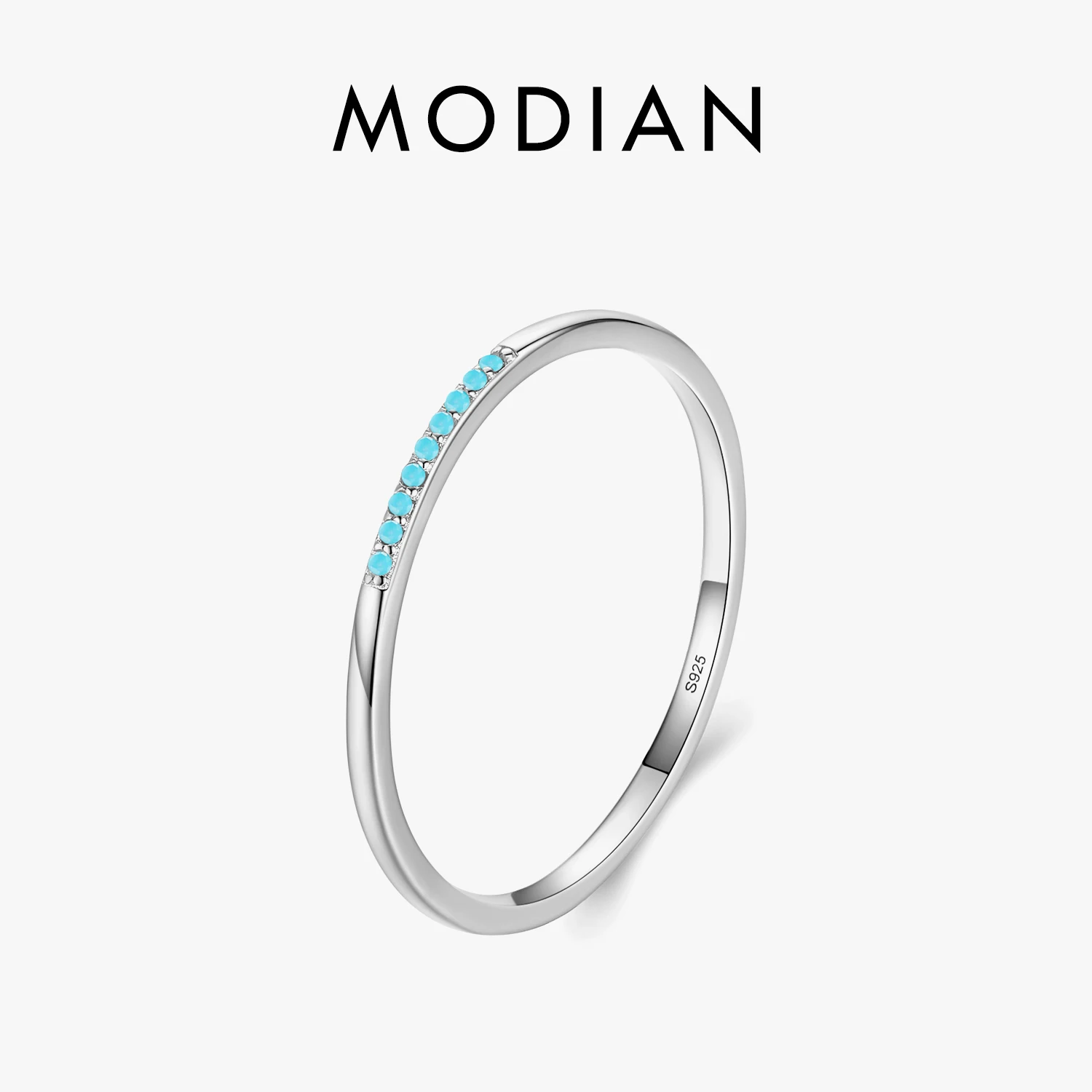 Anillo Modian Vintage turquesa de alta calidad, Plata de Ley 925 100% auténtica, exquisitos anillos para dedo para mujer, regalo de joyería llamativa