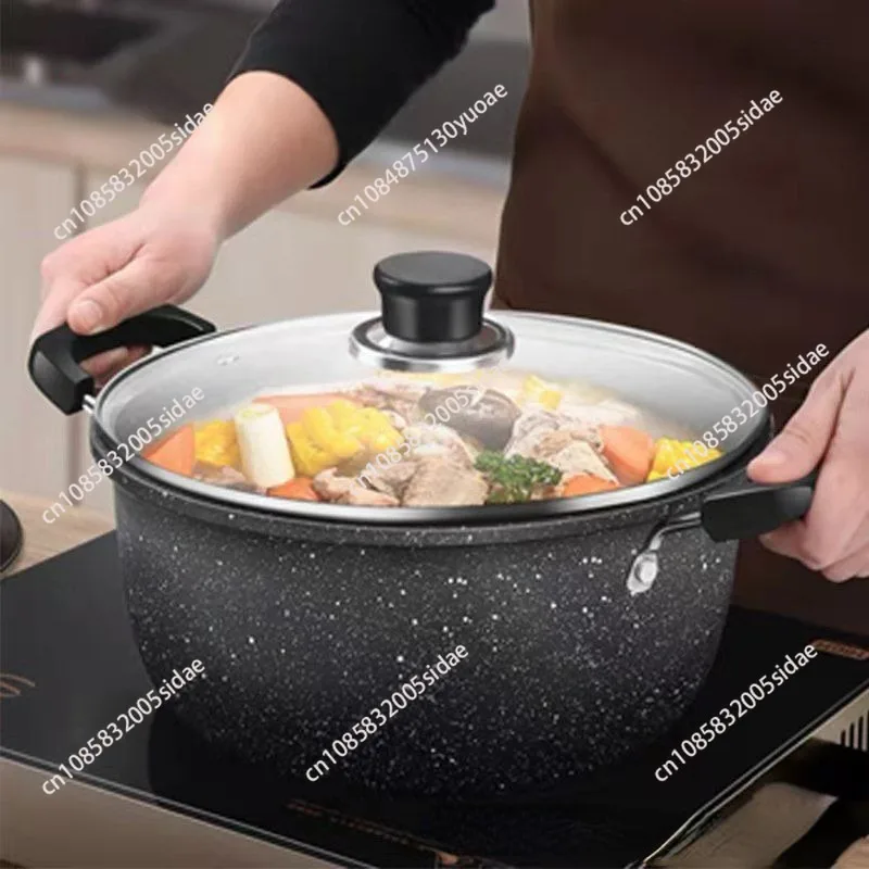 Binaural stew pot with non-stick pan universal stove