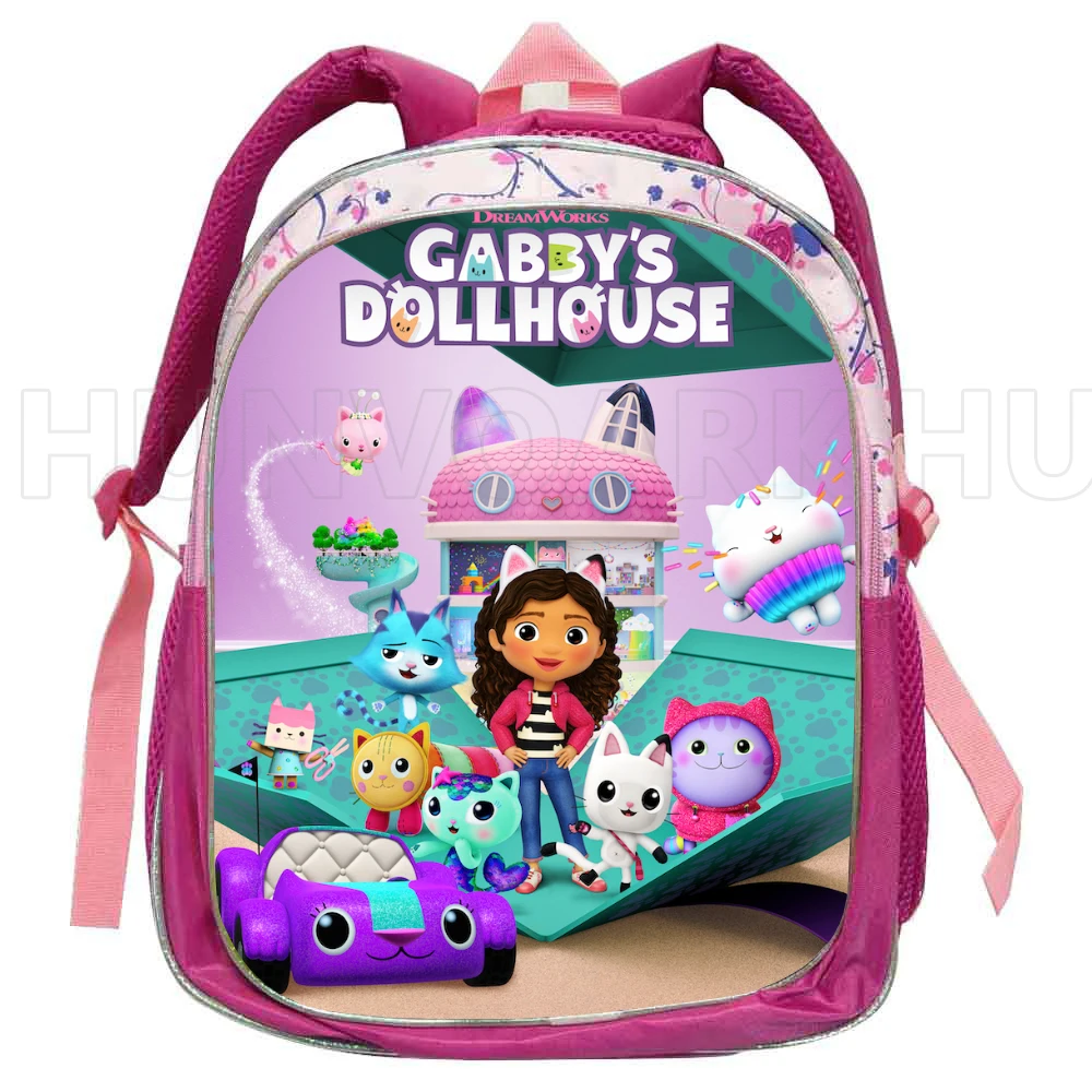 Pink Gabby\'s Doll house Backpack 12inch Kids School Bags Kindergarten Backpack for Boys Girls Baby School Bags 3-4-6 Years