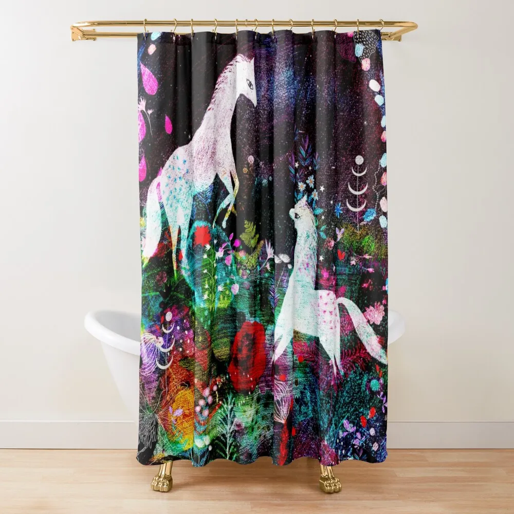 

White Horses Shower Curtain Bathroom For Shower Anime Shower Cute Curtain