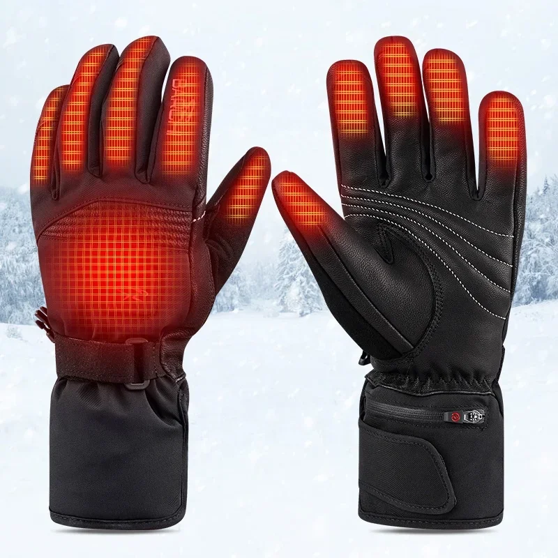 Cold Winter Outdoor Warm Gear Waterproof Breathable Touch Screen Battery Heated Motorcycle Cycling Snowmobile Gloves