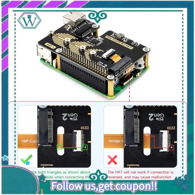 

Upgraded Pcie To ETH And M.2 Adapter For Raspberry Pi 5, Compatible With 2280/2260/2242/2230 Size Nvme M.2 SSD High-Speed Read